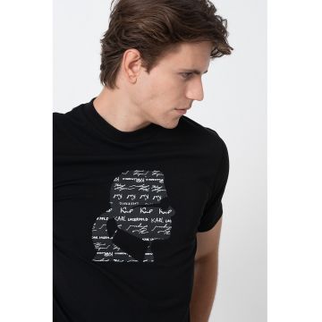 Tricou cu decolteu la baza gatului si imprimeu logo