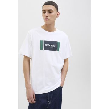 Tricou cu decolteu la baza gatului si imprimeu logo