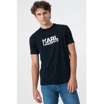 Tricou cu decolteu la baza gatului si imprimeu logo