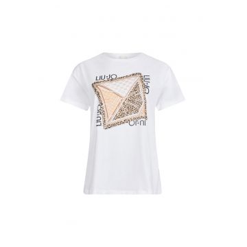 Tricou cu imprimeu floral si detaliu innodat