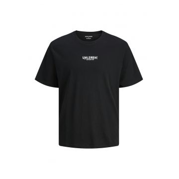 Tricou cu imprimeu si decolteu la baza gatului