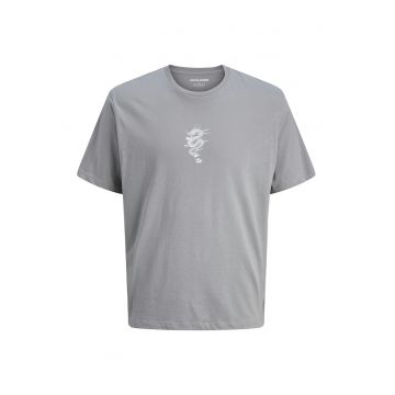 Tricou cu imprimeu si decolteu la baza gatului