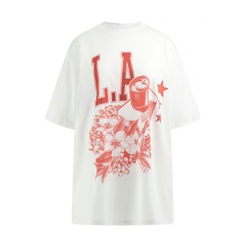 Tricou cu imprimeu si maneci cazute