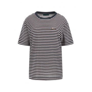 Tricou cu model in dungi si logo metalizat