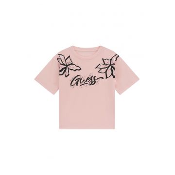 Tricou cu model logo - floral si strasuri