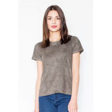 Tricou dama -  Poliester/Elastan - Cu fermoar - Masliniu