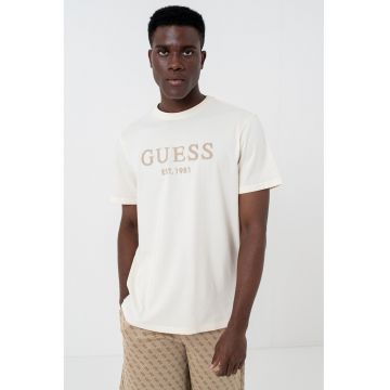 Tricou de bumbac cu logo brodat