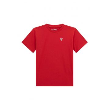 Tricou din bumbac cu decolteu la baza gatului