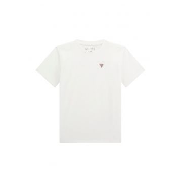 Tricou din bumbac cu decolteu la baza gatului