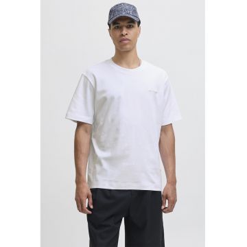 Tricou din bumbac cu decolteu la baza gatului