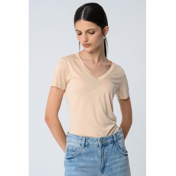 Tricou din lyocell cu decolteu in V