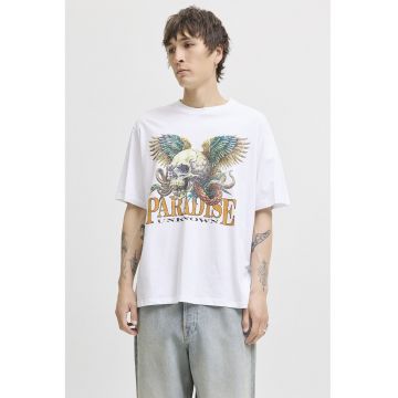 Tricou lejer de bumbac cu imprimeu grafic si text