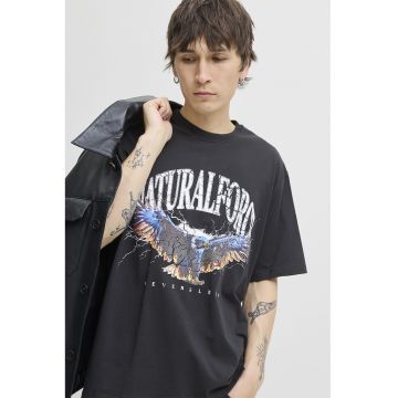 Tricou lejer de bumbac cu imprimeu grafic si text