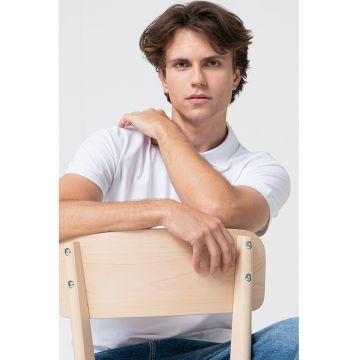 Tricou polo din amestec de bumbac cu logo discret