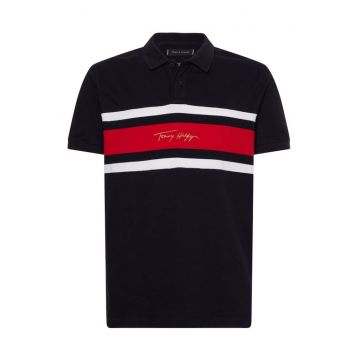 Tricou polo regular fit cu detaliu logo