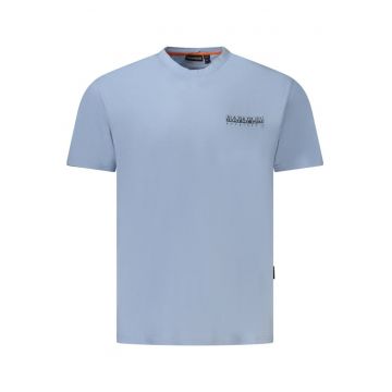 Tricou regular fit - cu imprimeu logo pe fata si pe spate - Albastru deschis