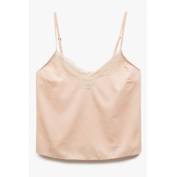 Top crop cu garnituri din dantela