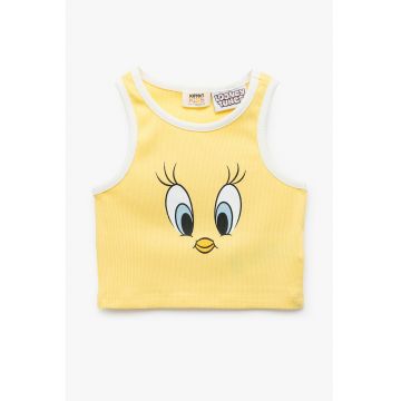 Top crop cu imprimeu desene animate