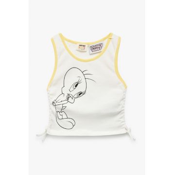 Top crop cu imprimeu desene animate