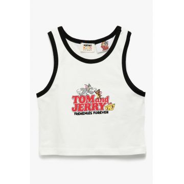 Top crop cu imprimeu Tom&Jerry