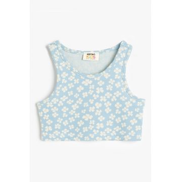 Top crop fara maneci cu model floral