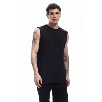 Top din amestec de bumbac cu design text pe spate