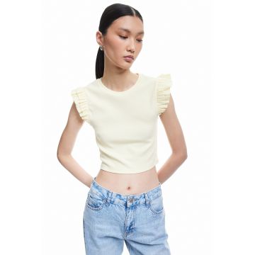 Top slim fit cu volane