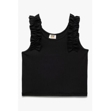 Top striat cu garnituri cu volane