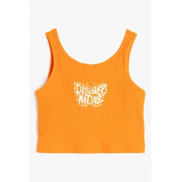 Top striat cu imprimeu grafic