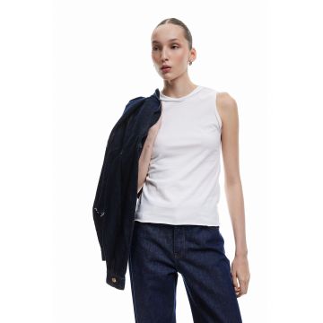 Top uni de bumbac - Alb fildes -