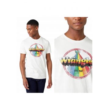 Tricou Barbati -  Rainbow - Regular Fit - 100% Bumbac - Confortabil - Respirabil - Moale La Atingere - Material Durabil - Ideal Pentru Zi Cu Zi - Marimea XL - Alb