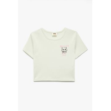 Tricou crop cu detaliu grafic
