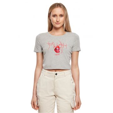 Tricou crop cu imprimeu grafic
