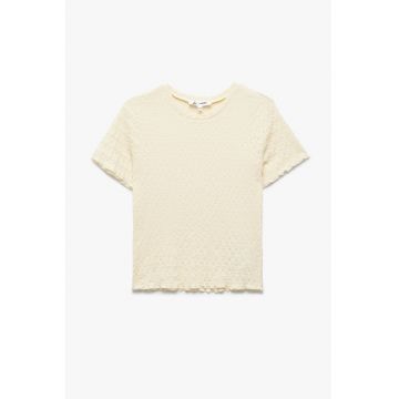 Tricou crop cu model texturat