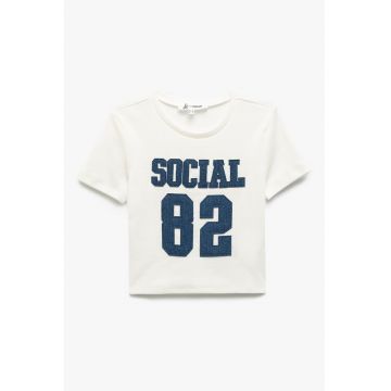 Tricou crop din amestec de bumbac