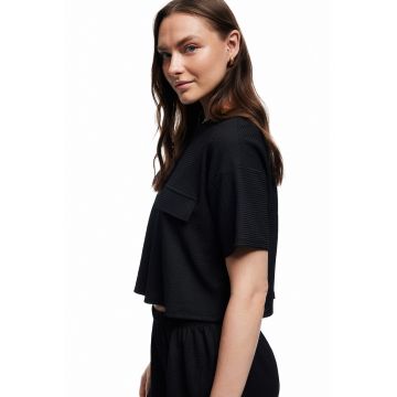 Tricou crop lejer texturat