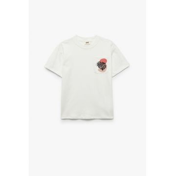 Tricou cu decolteu la baza gatului si buzunar pe piept