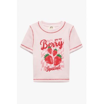 Tricou cu decolteu la baza gatului si imprimeu grafic