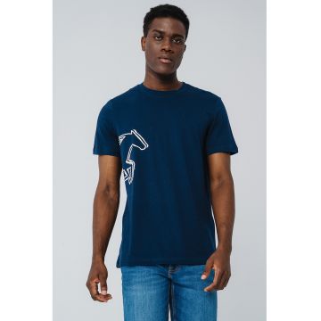 Tricou cu decolteu la baza gatului si imprimeu grafic Austin