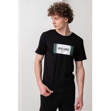 Tricou cu decolteu la baza gatului si imprimeu logo