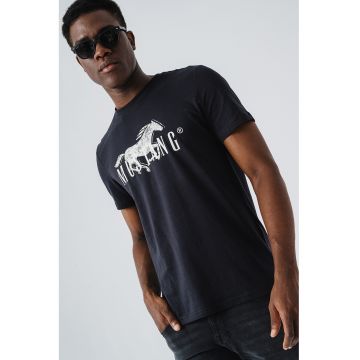 Tricou cu decolteu la baza gatului si imprimeu logo