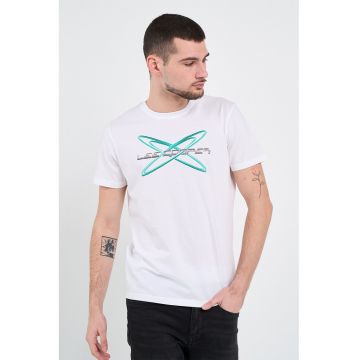 Tricou cu decolteu la baza gatului si imprimeu logo