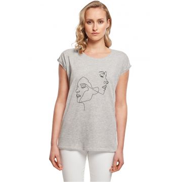 Tricou cu maneci rulate si imprimeu grafic