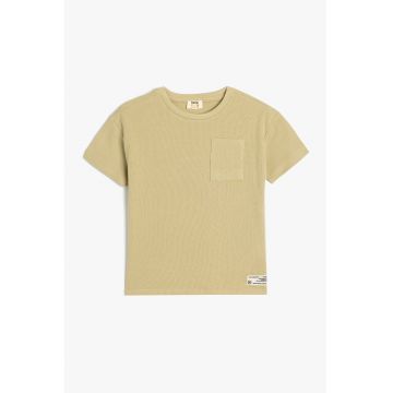 Tricou de bumbac cu buzunar pe piept
