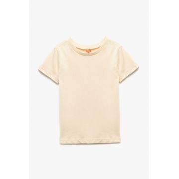 Tricou de bumbac cu decolteu la baza gatului