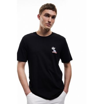 Tricou de bumbac cu imprimeu discret