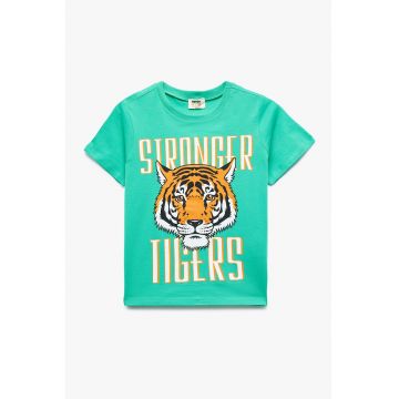 Tricou de bumbac cu imprimeu tigru