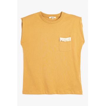 Tricou de bumbac fara maneci - Galben sofran -