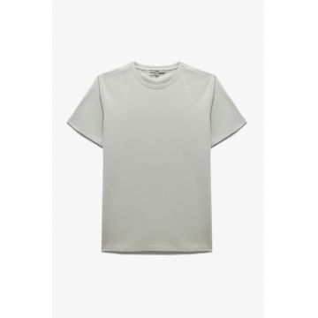 Tricou din amestec de bumbac cu decolteu la baza gatului