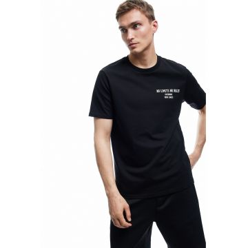Tricou din amestec de bumbac cu text discret